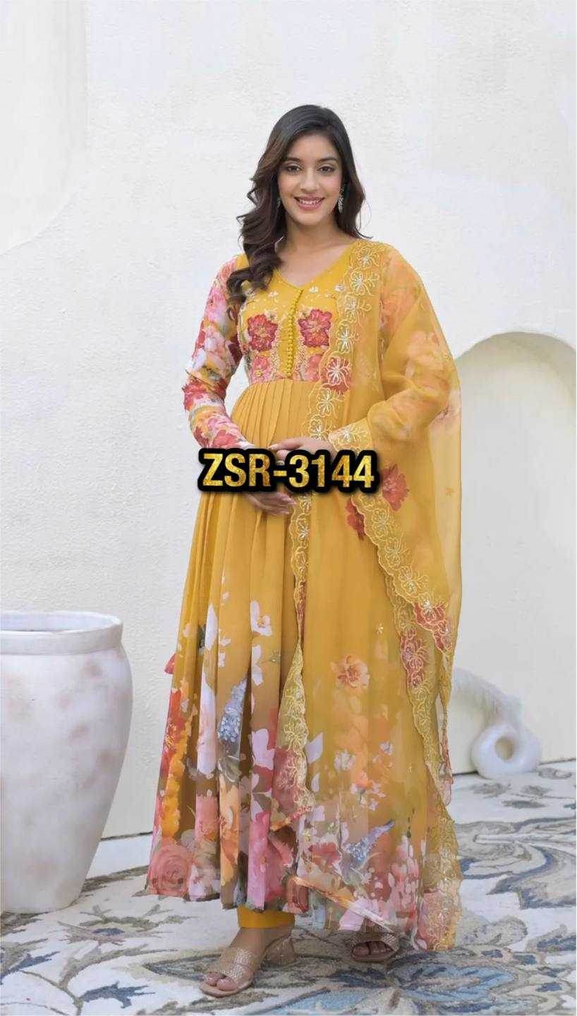 Faux Georgette Embroidery Sequin Gown - MYLUXURY LANE ENTERPRISE