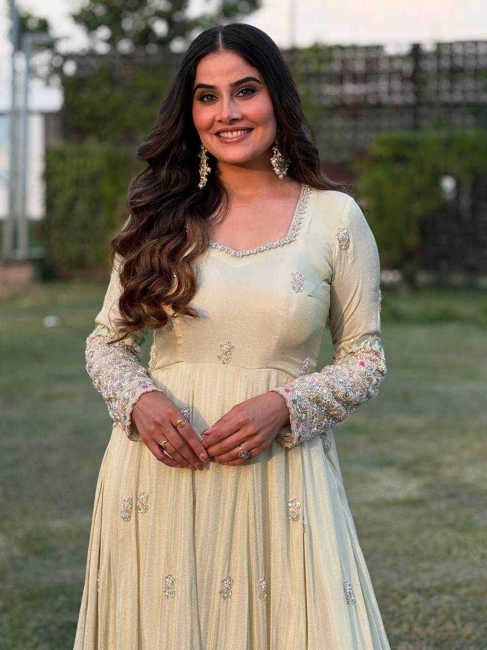 Faux Georgette Embroidery Sequin Gown - MYLUXURY LANE ENTERPRISE