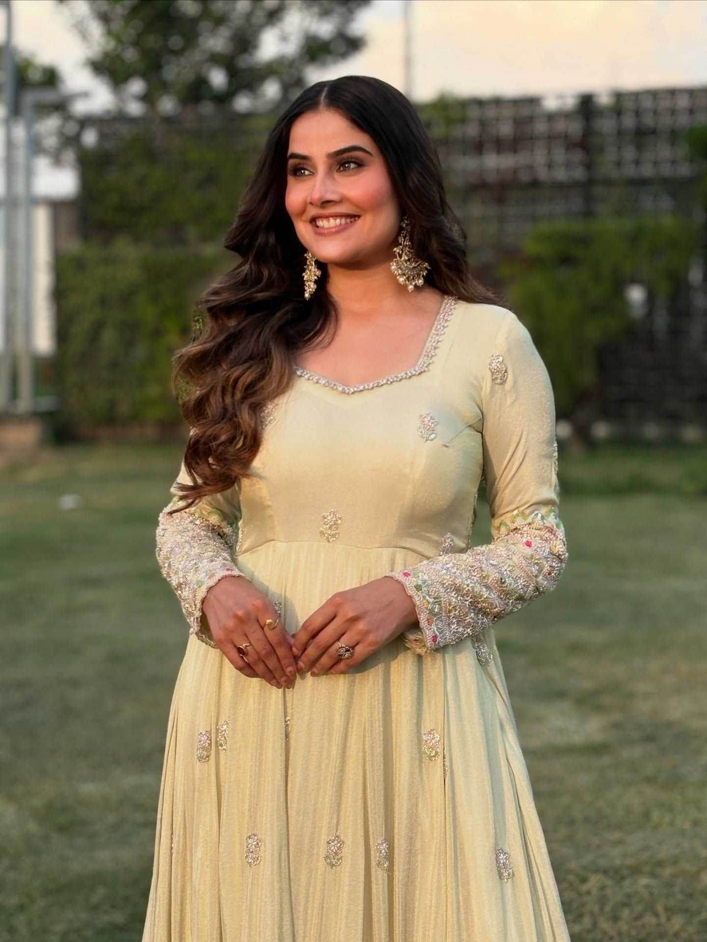 Faux Georgette Embroidery Sequin Gown - MYLUXURY LANE ENTERPRISE