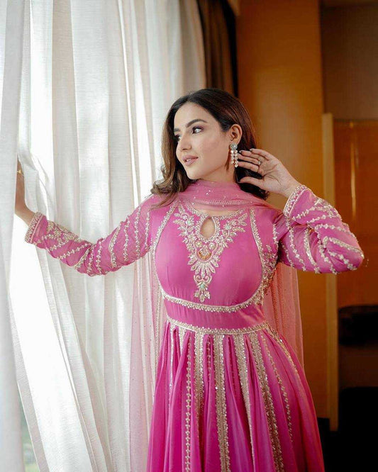 Faux Georgette Embroidery  Gowns