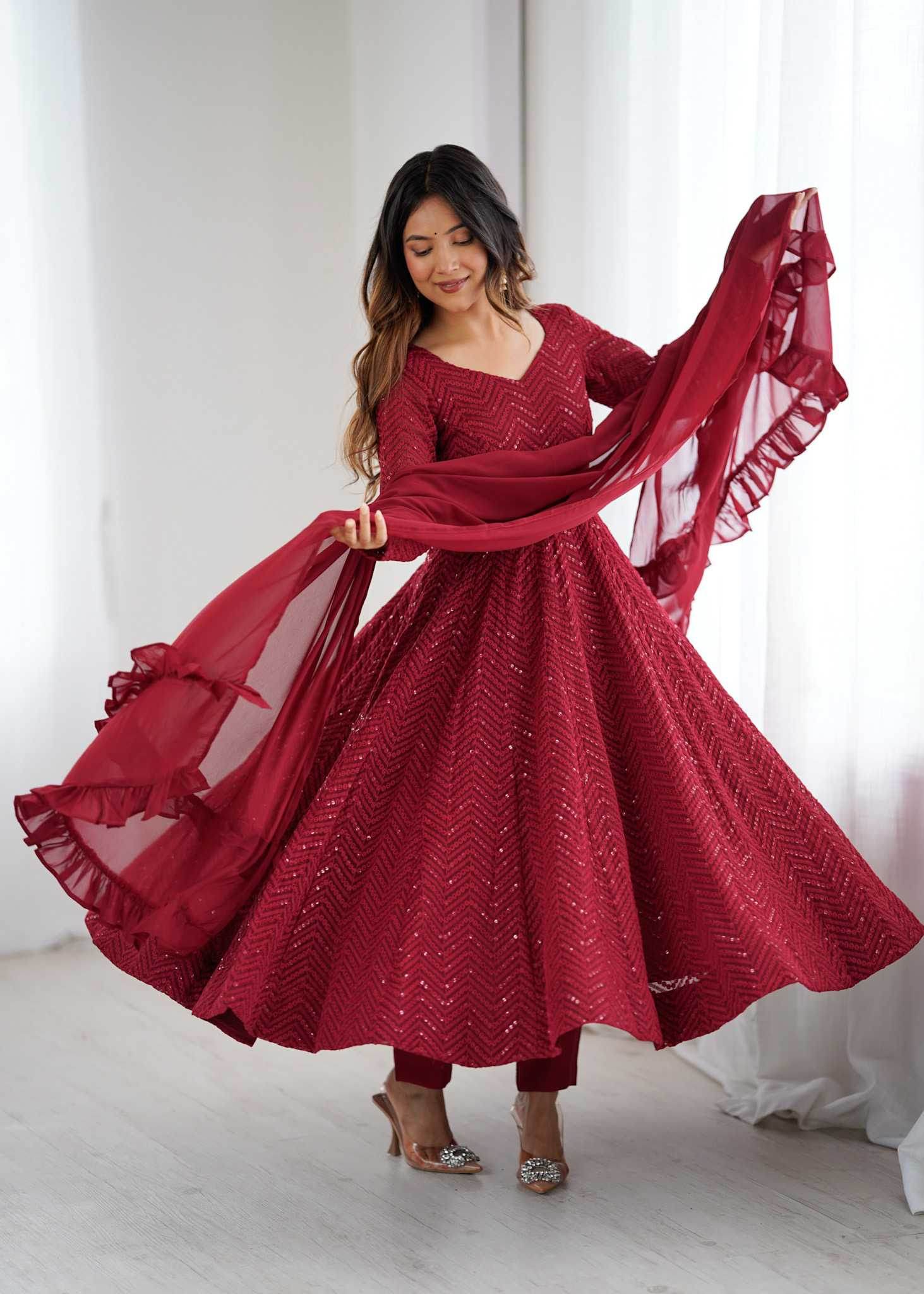 Faux Georgette Anarkali Gown - MYLUXURY LANE ENTERPRISE