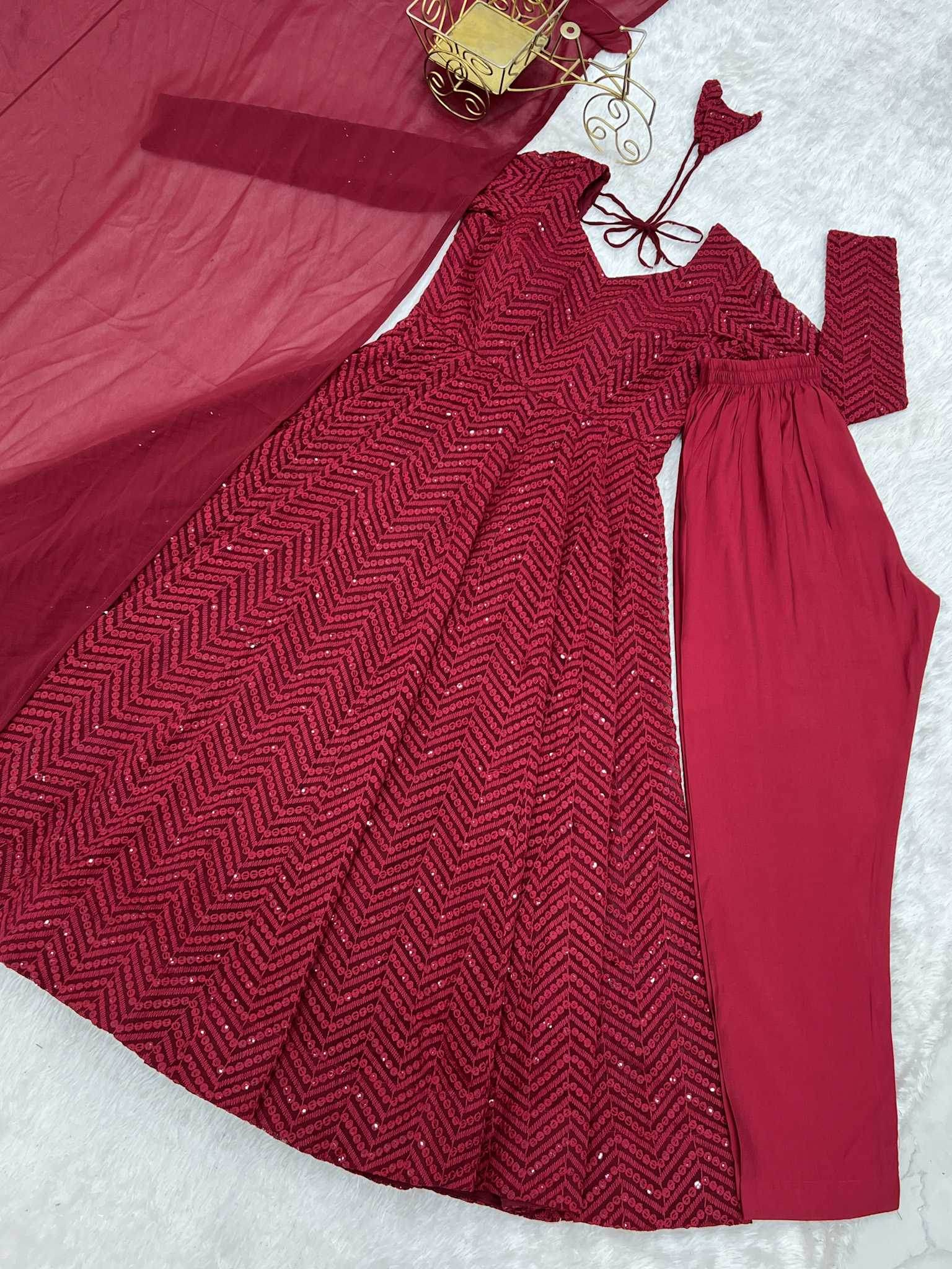Faux Georgette Anarkali Gown - MYLUXURY LANE ENTERPRISE