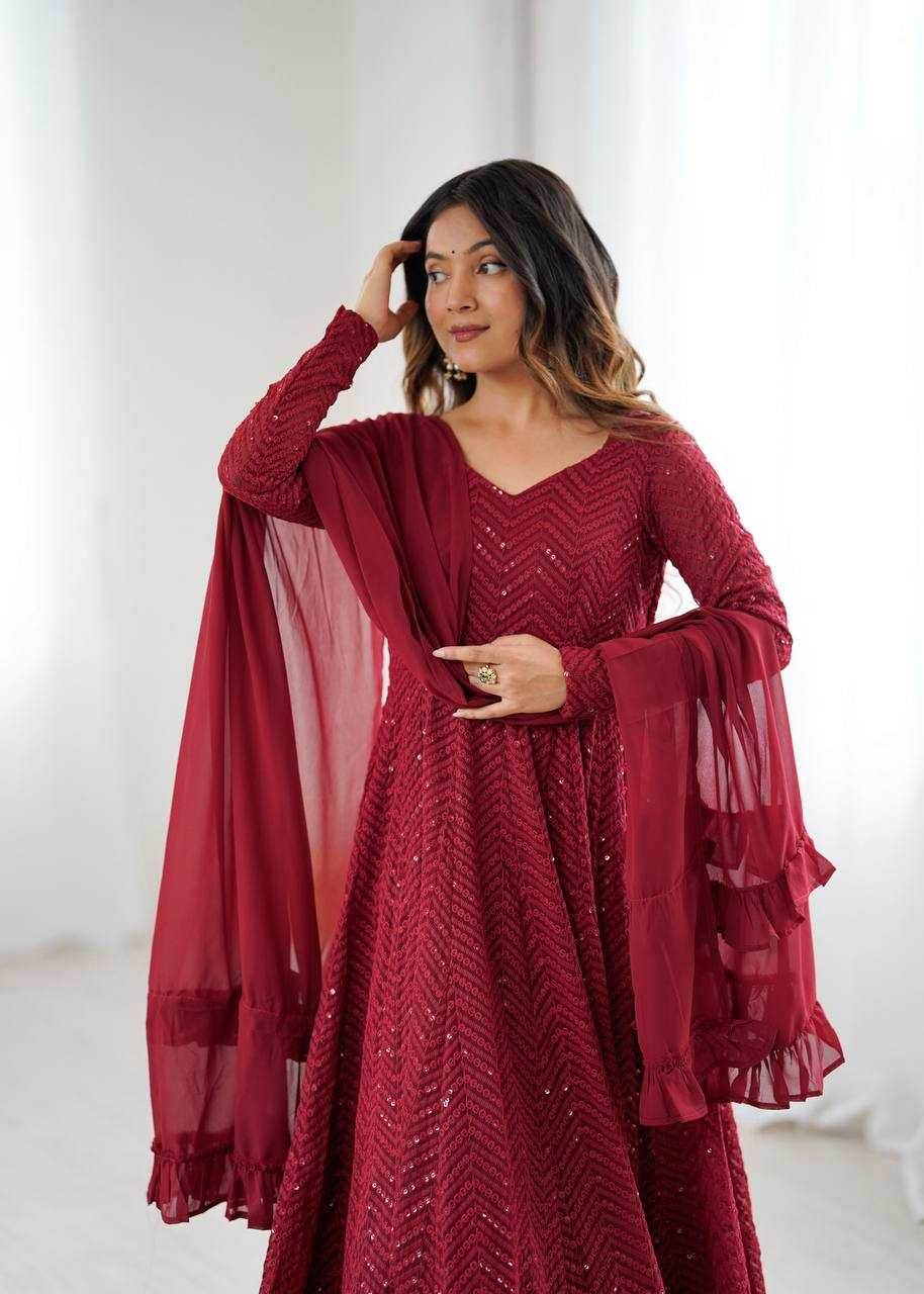 Faux Georgette Anarkali Gown - MYLUXURY LANE ENTERPRISE