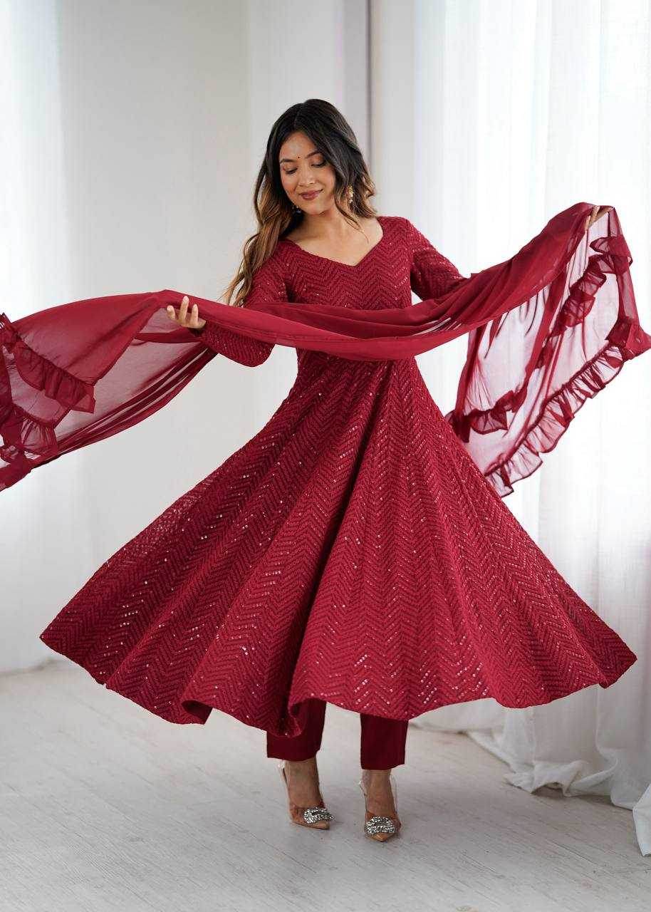 Faux Georgette Anarkali Gown - MYLUXURY LANE ENTERPRISE