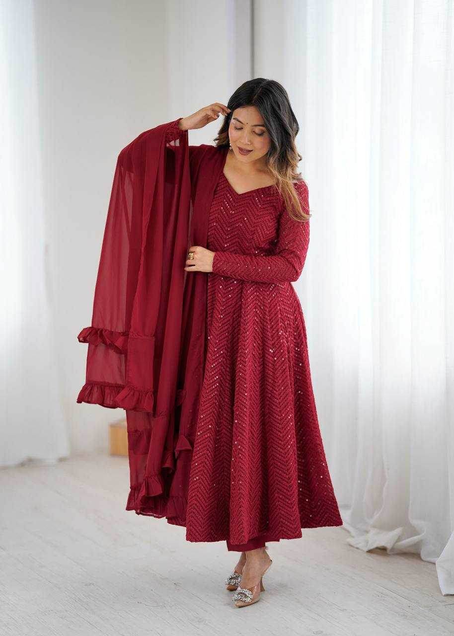 Faux Georgette Anarkali Gown - MYLUXURY LANE ENTERPRISE
