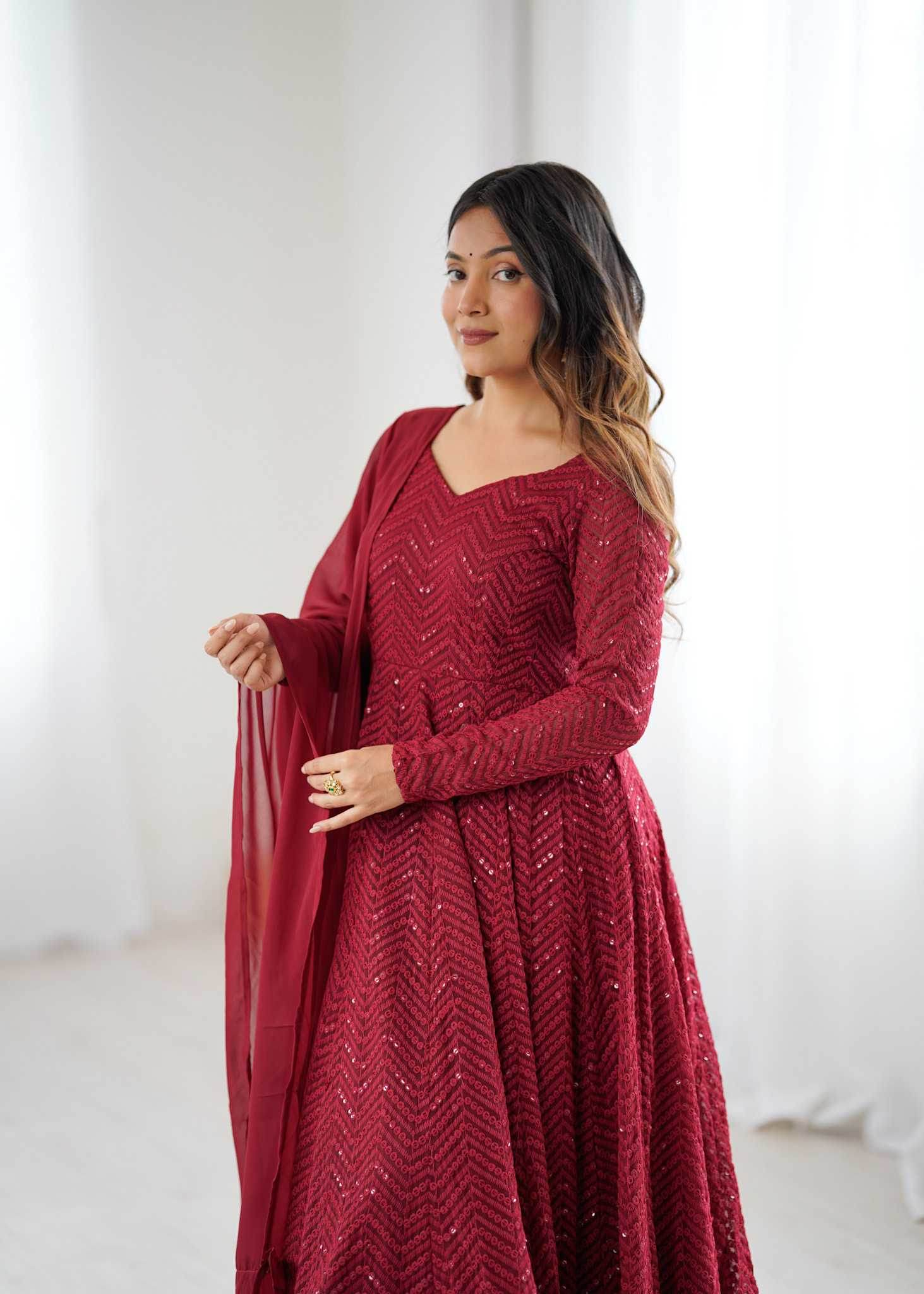 Faux Georgette Anarkali Gown - MYLUXURY LANE ENTERPRISE