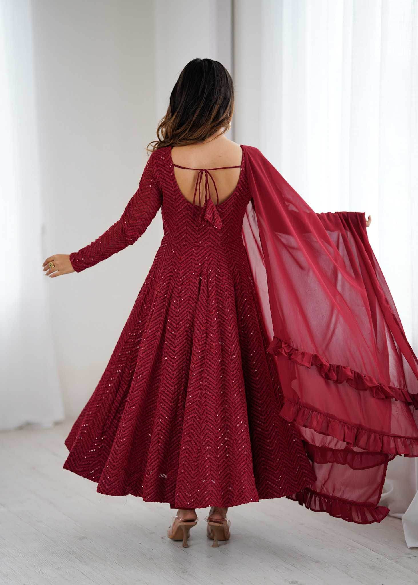 Faux Georgette Anarkali Gown - MYLUXURY LANE ENTERPRISE