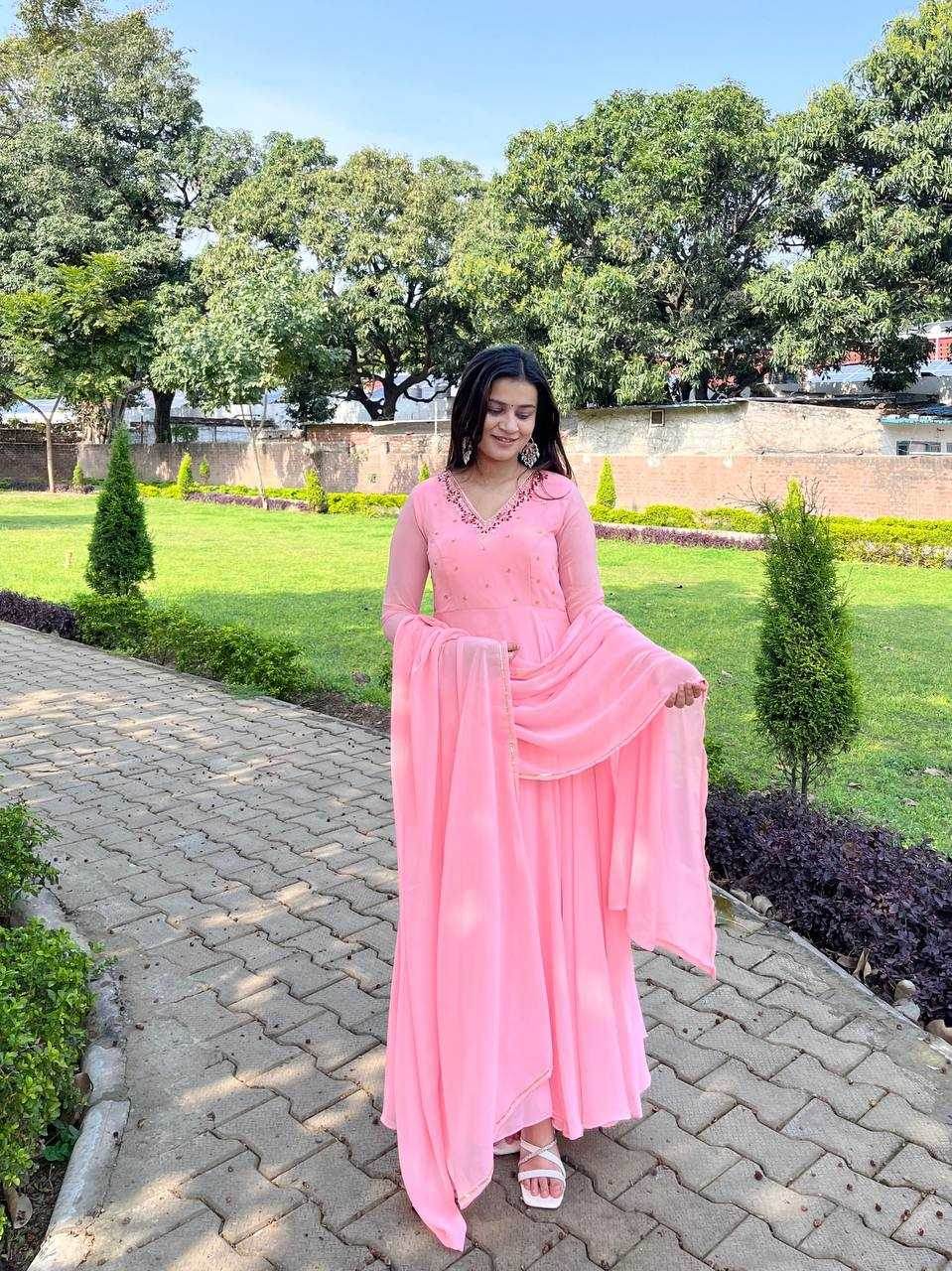 Faux Georgette Party Wear Gowns - MYLUXURY LANE ENTERPRISE