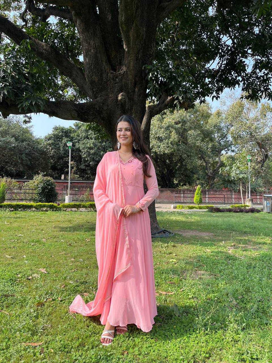 Faux Georgette  Party Wear Gowns