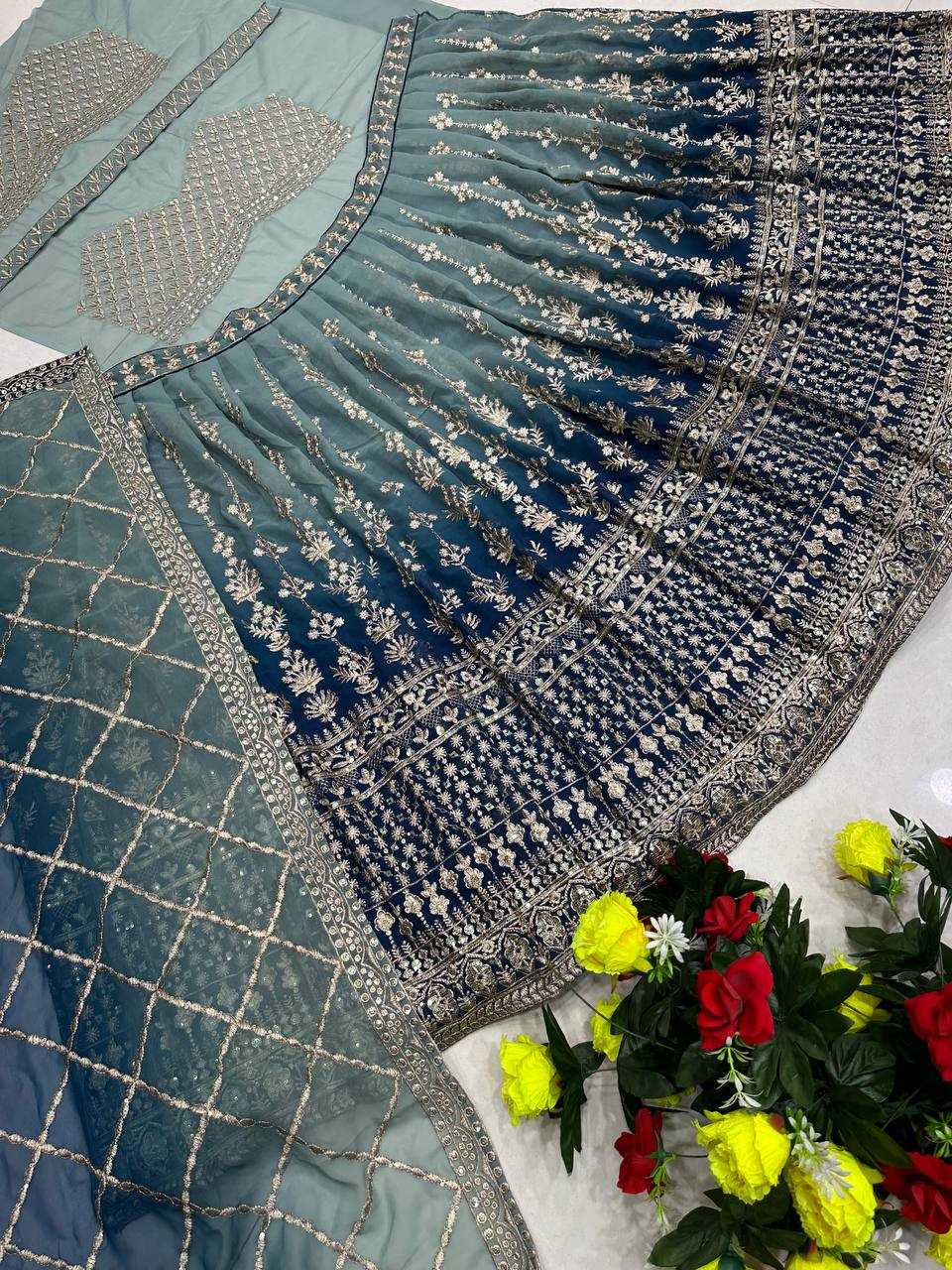 Faux Georgette Lehenga With Cancan