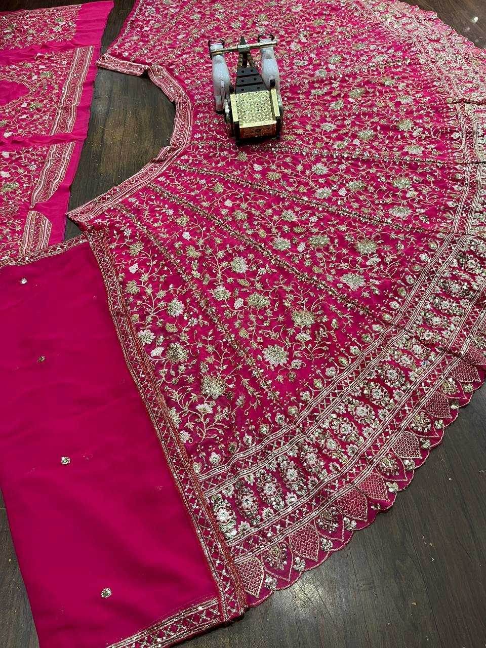 FAUX GEORGETTE EMBROIDERED SEQUINS WITH CANCAN LAHENGA - MYLUXURY LANE ENTERPRISE