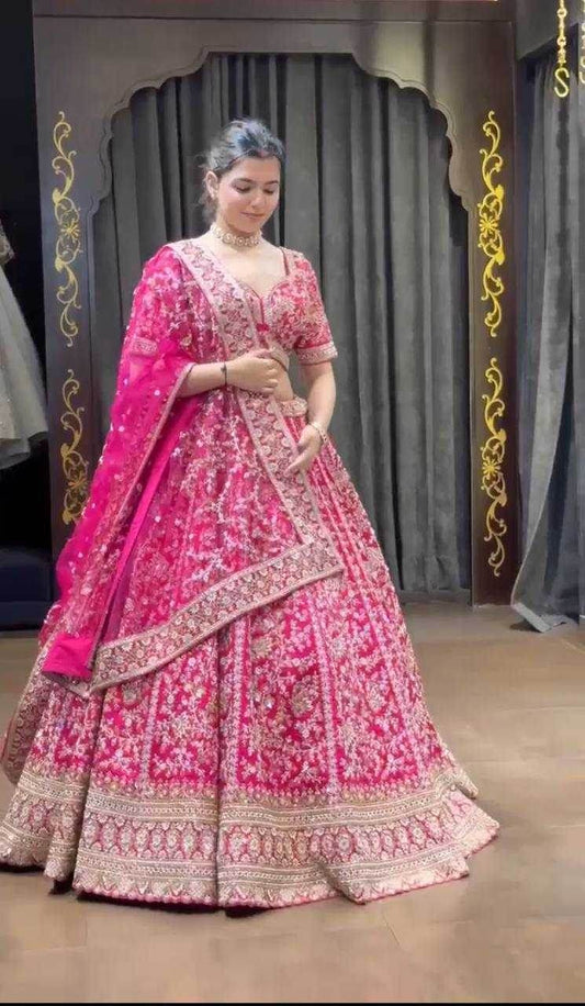 FAUX GEORGETTE EMBROIDERED SEQUINS WITH CANCAN LAHENGA - MYLUXURY LANE ENTERPRISE
