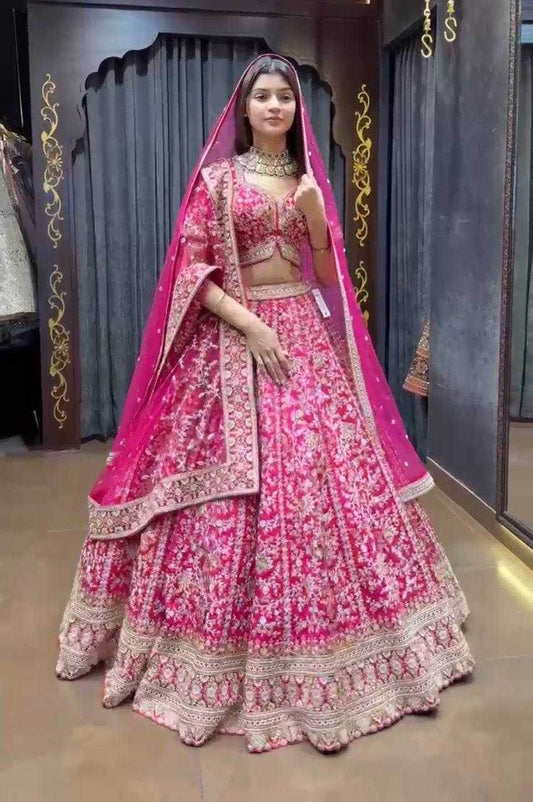 FAUX GEORGETTE EMBROIDERED SEQUINS WITH CANCAN LAHENGA - MYLUXURY LANE ENTERPRISE