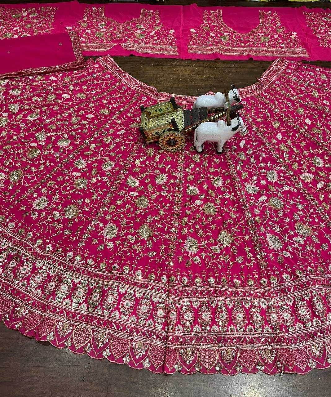 FAUX GEORGETTE EMBROIDERED SEQUINS WITH CANCAN LAHENGA - MYLUXURY LANE ENTERPRISE