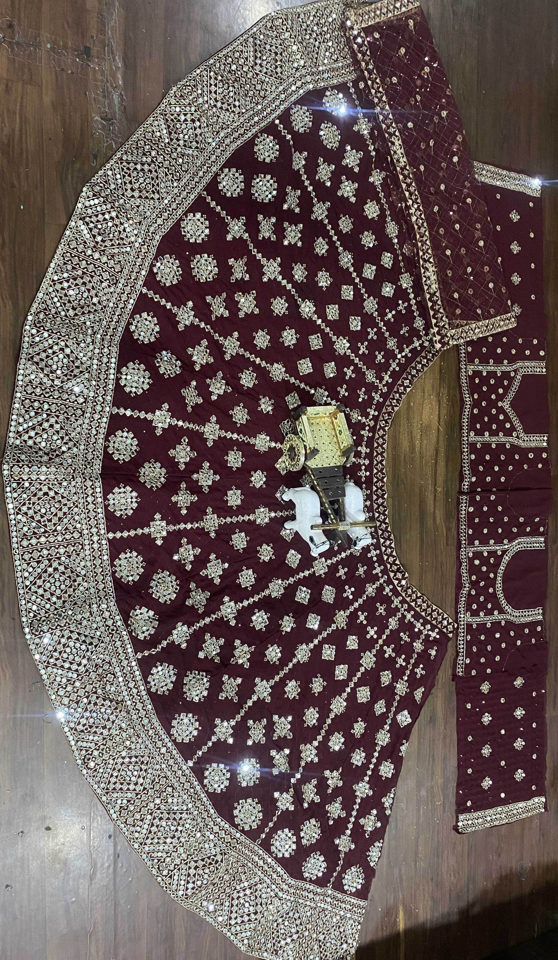 EMBROIDERED SEQUINS WITH CANCAN LEHENGA - MYLUXURY LANE ENTERPRISE