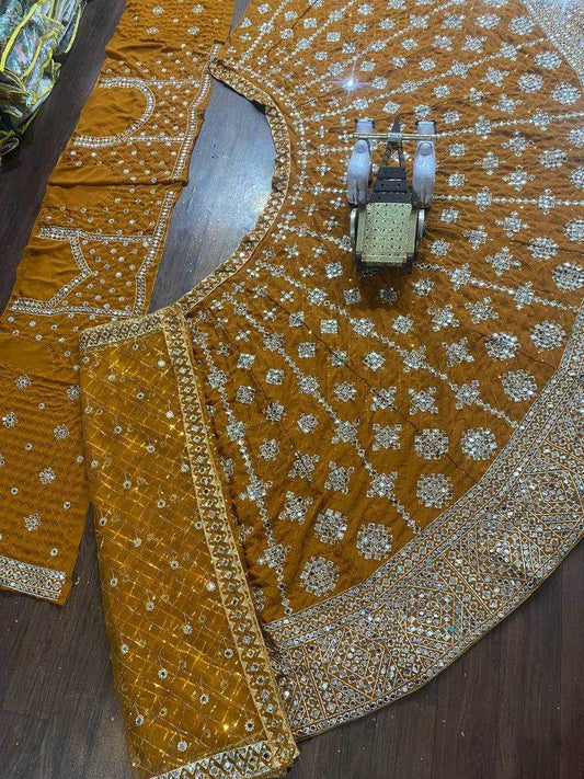 EMBROIDERED SEQUINS WITH CANCAN LEHENGA - MYLUXURY LANE ENTERPRISE