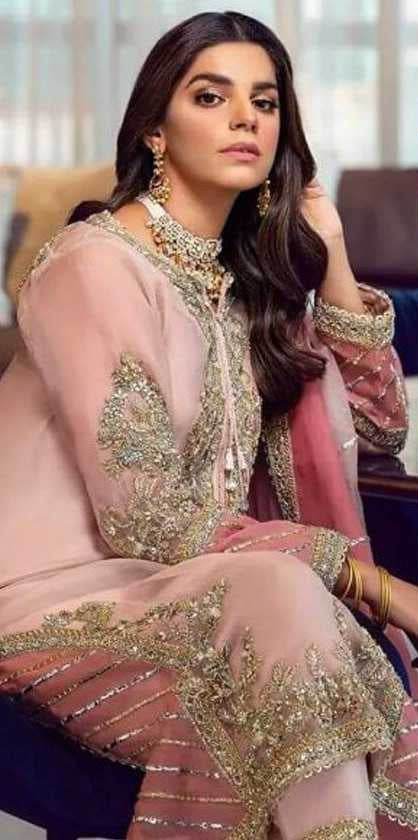 Faux Georgette Embroidery Zari Work Suit - MYLUXURY LANE ENTERPRISE