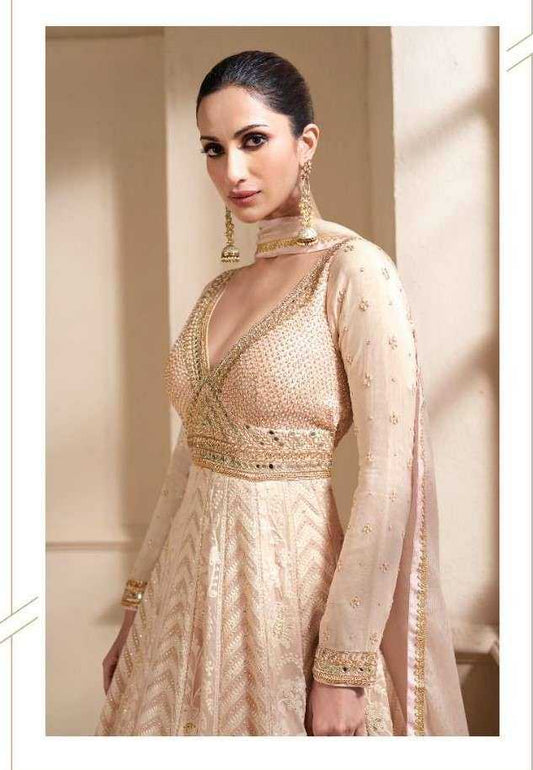 Faux Georgette Embroidery Anarkali Party Long Sequin Gown
