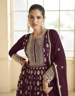 Faux Georgette Embroidery Anarkali Long Sequin Gown - MYLUXURY LANE ENTERPRISE