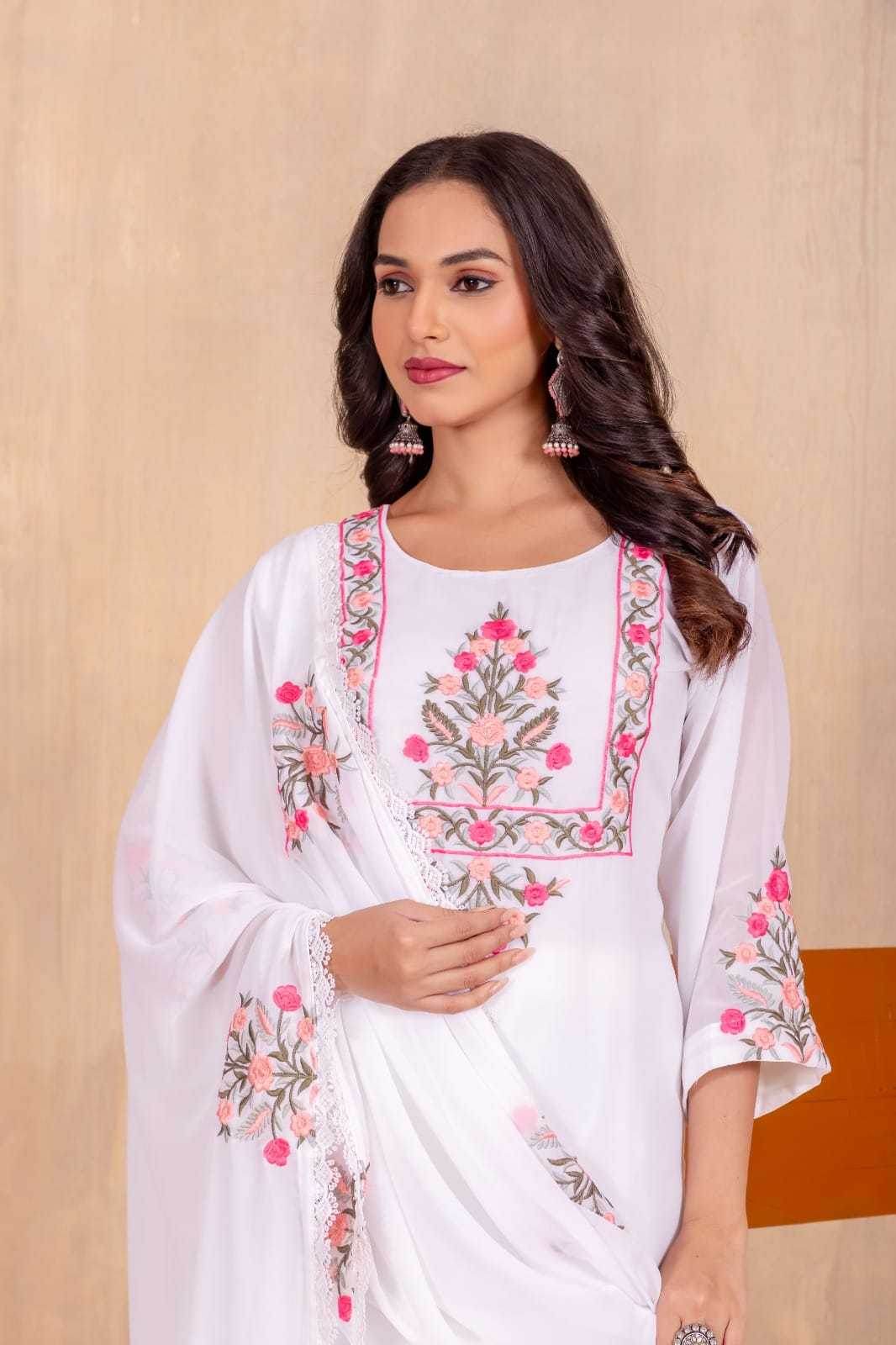 Faux Georgette Embroidered Kurti - MYLUXURY LANE ENTERPRISE