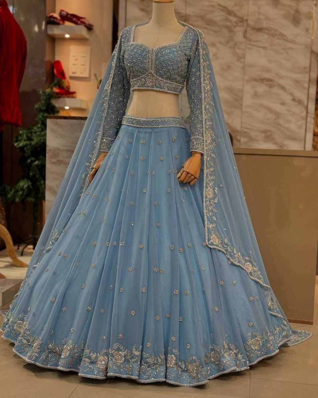 Elegant Net Sequins Lehenga for Festive Occasions - MYLUXURY LANE ENTERPRISE