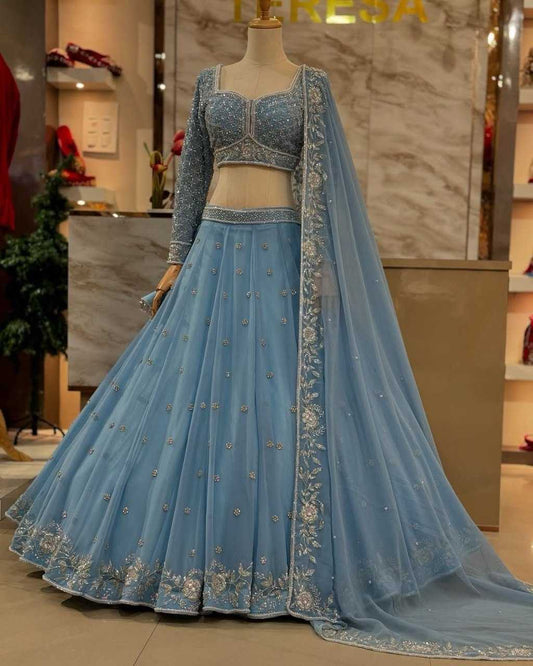 Elegant Net Sequins Lehenga for Festive Occasions