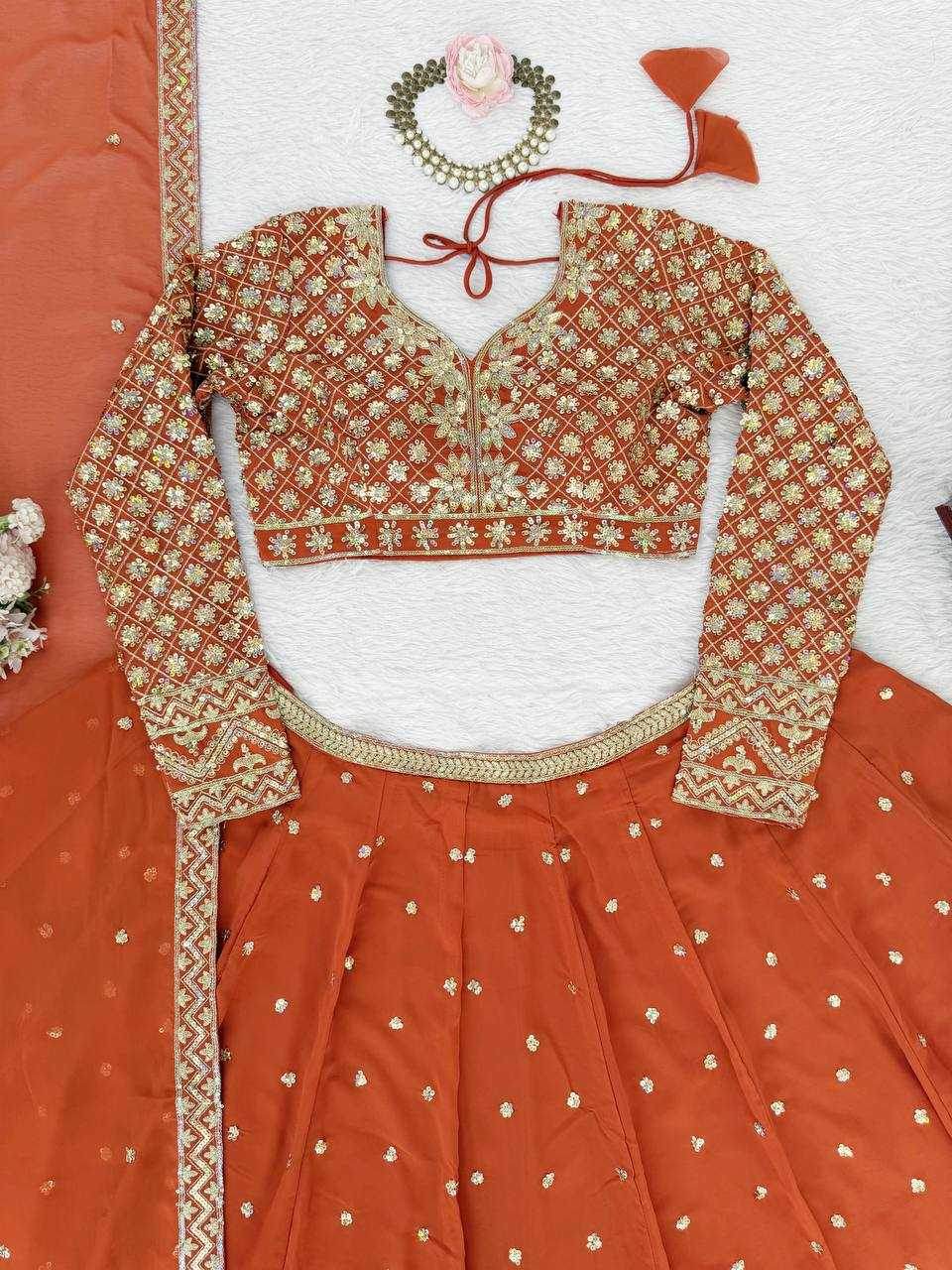 Faux Georgette Embroidered Lehenga Navratri Chaniya Choli - MYLUXURY LANE ENTERPRISE