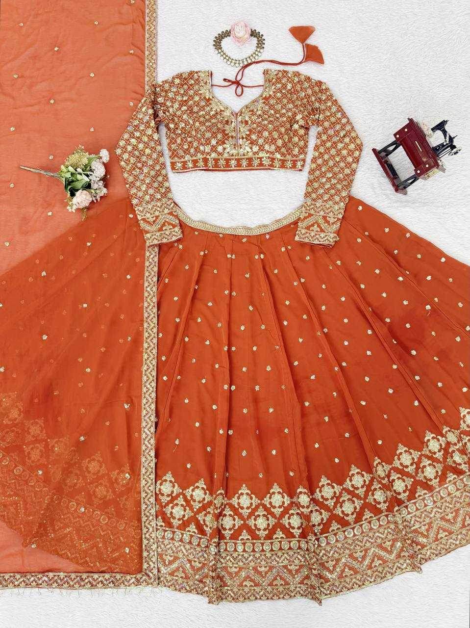 Faux Georgette Embroidered Lehenga Navratri Chaniya Choli - MYLUXURY LANE ENTERPRISE