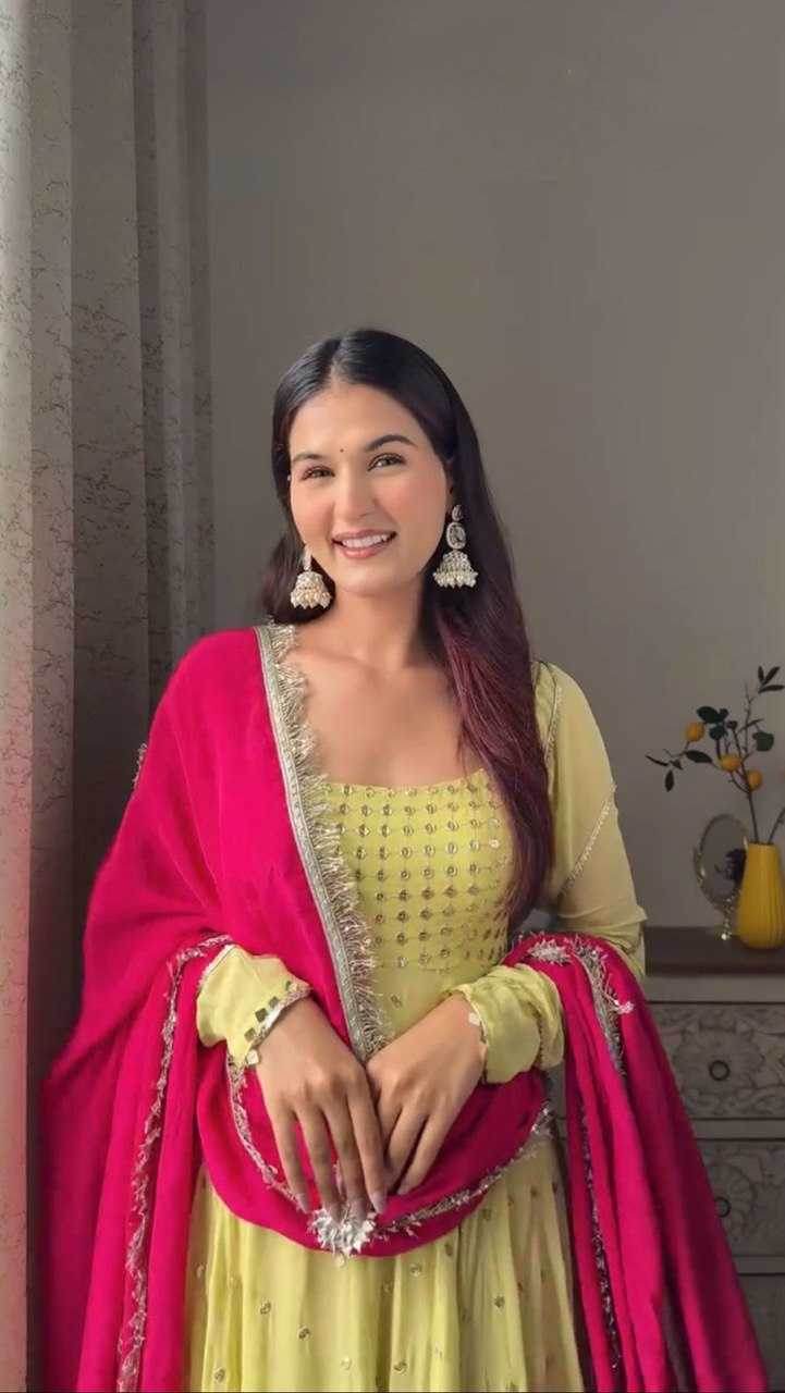 Faux Georgette Anarkali Gown Long Gown - MYLUXURY LANE ENTERPRISE