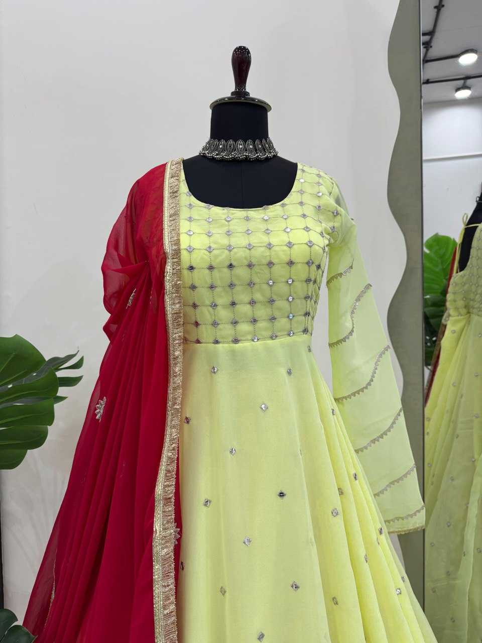Faux Georgette Anarkali Gown Long Gown