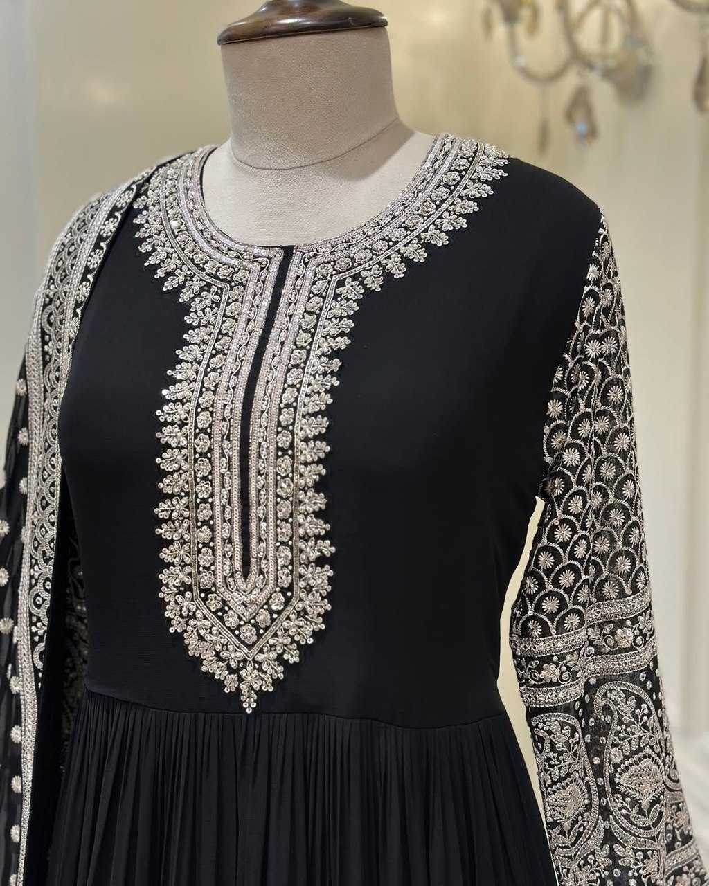 Faux Georgette Embroidery Party wear Designer Suit - MYLUXURY LANE ENTERPRISE