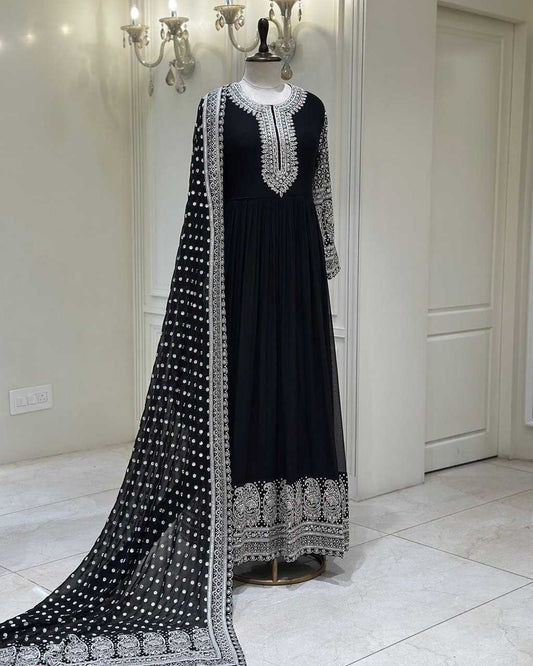 Faux Georgette Embroidery  Party wear Designer Suit