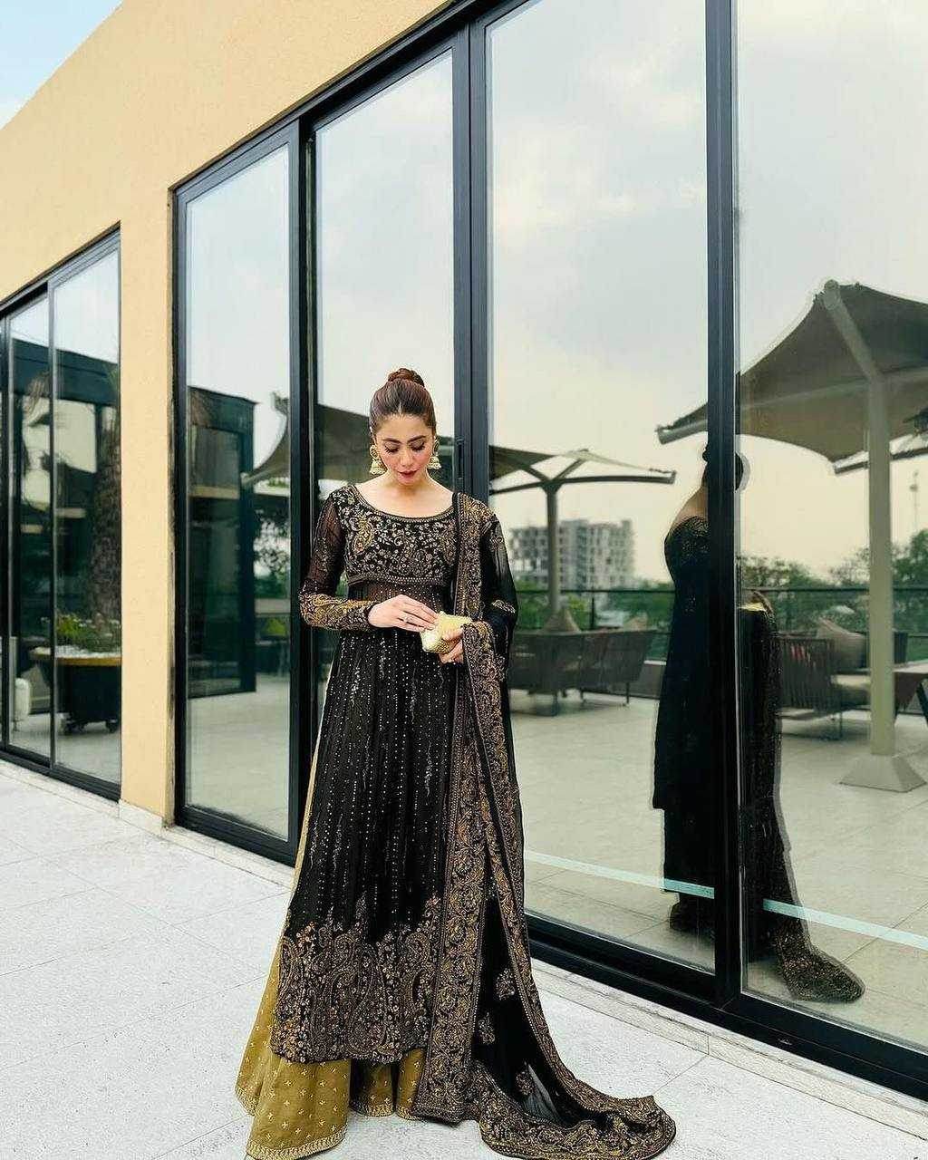 FAUX GEORGETTE LONG SEQUIN GOWN - MYLUXURY LANE ENTERPRISE