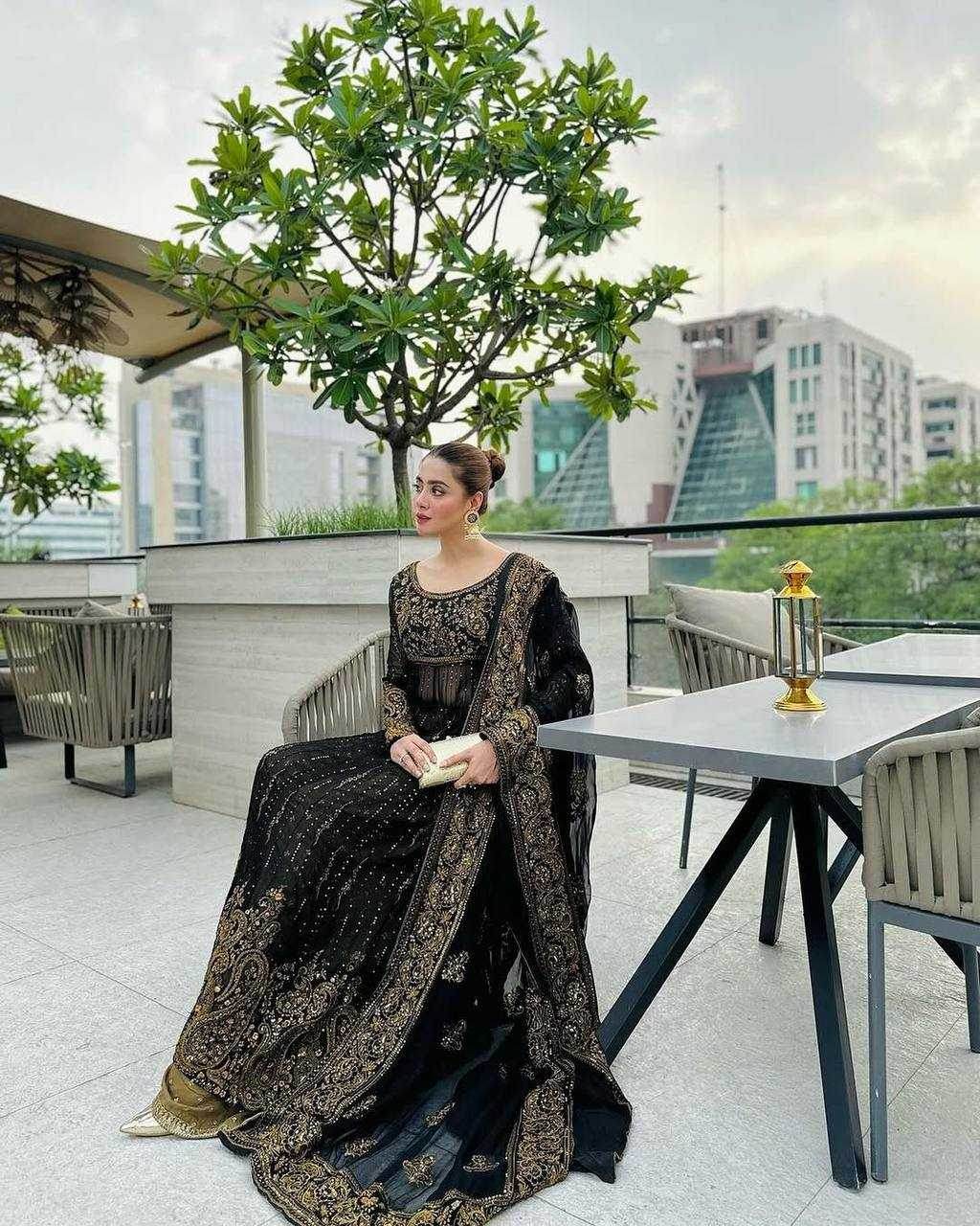 FAUX GEORGETTE LONG SEQUIN GOWN - MYLUXURY LANE ENTERPRISE