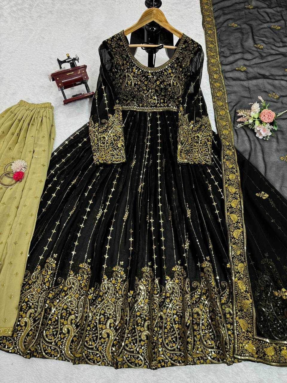FAUX GEORGETTE LONG SEQUIN GOWN - MYLUXURY LANE ENTERPRISE