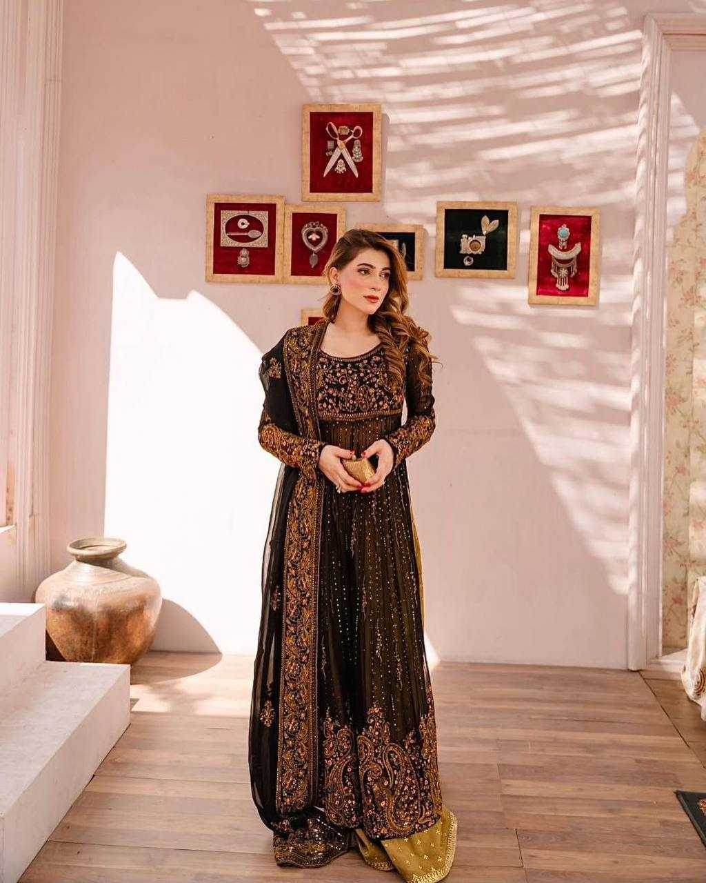 FAUX GEORGETTE LONG SEQUIN GOWN - MYLUXURY LANE ENTERPRISE
