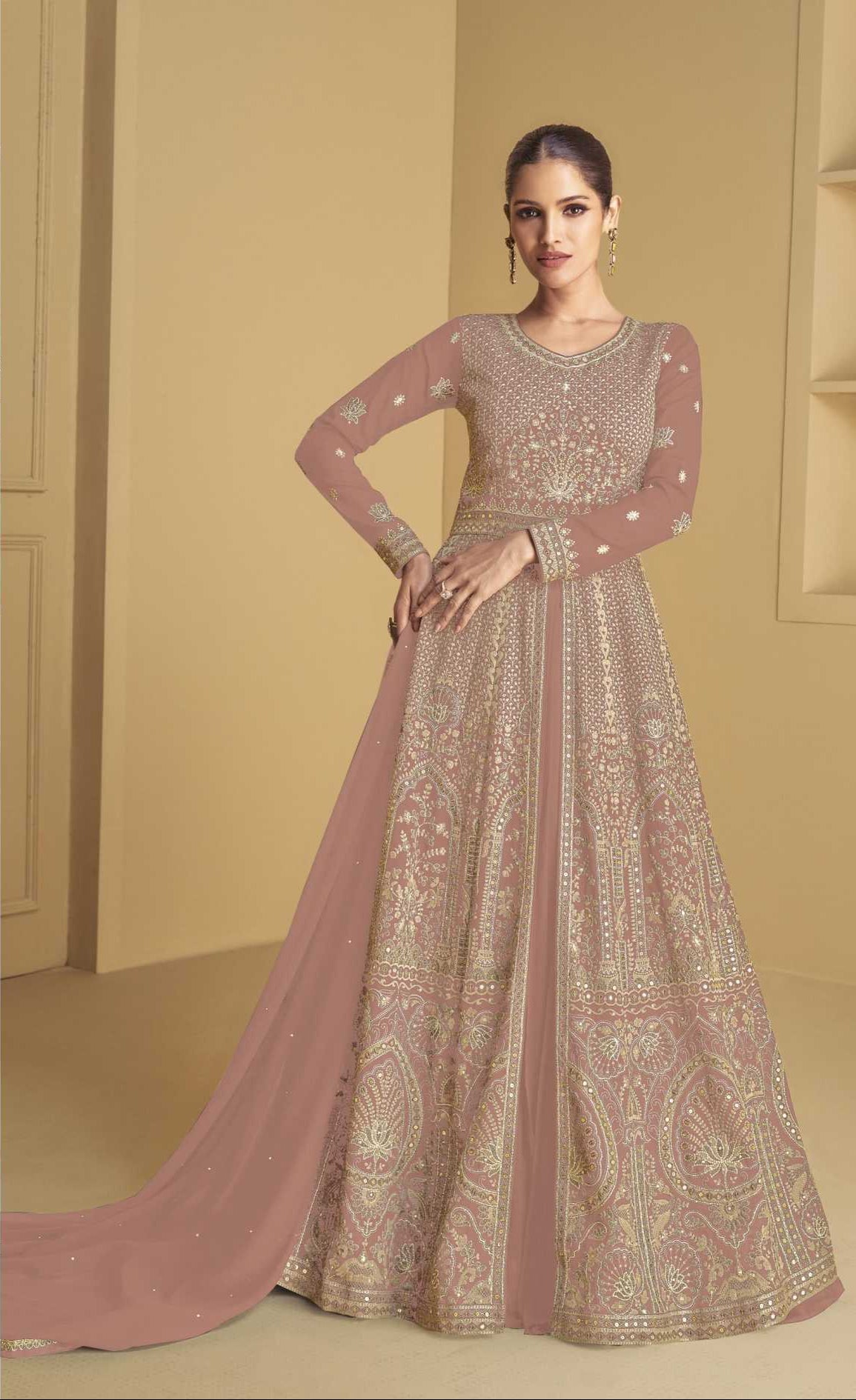 Faux Georgette  Party Gown