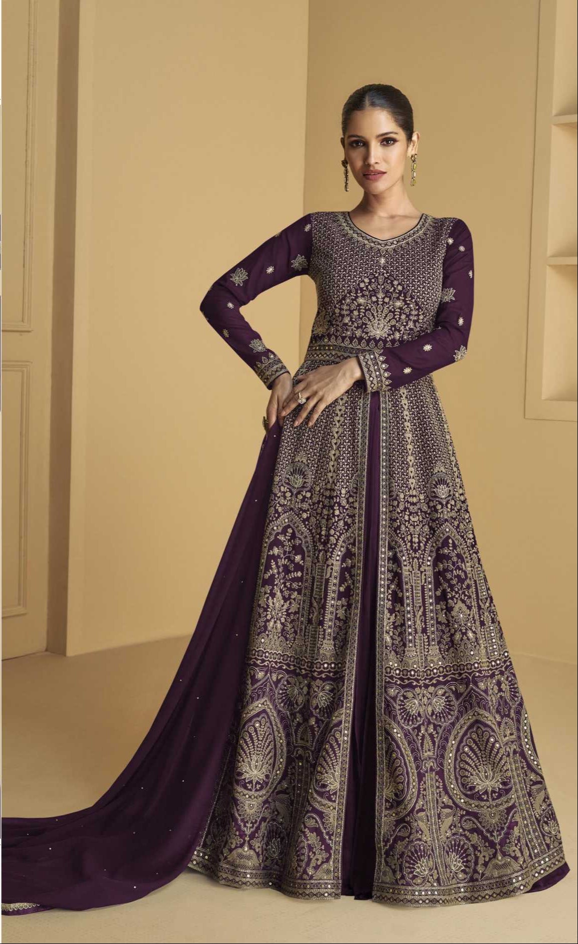 Faux Georgette  Party Gown