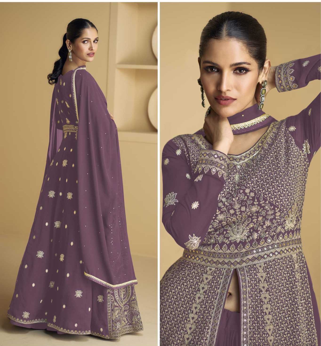 Faux Georgette  Party Gown