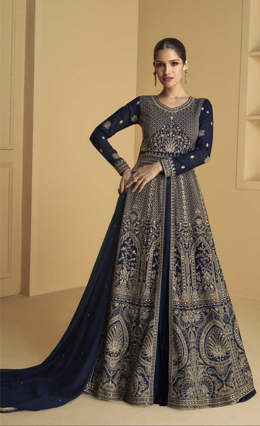 Faux Georgette  Party Gown