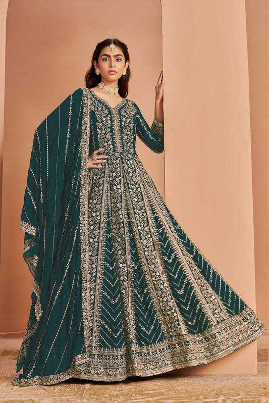 Elegant Faux Georgette Wedding Gown for Timeless Style