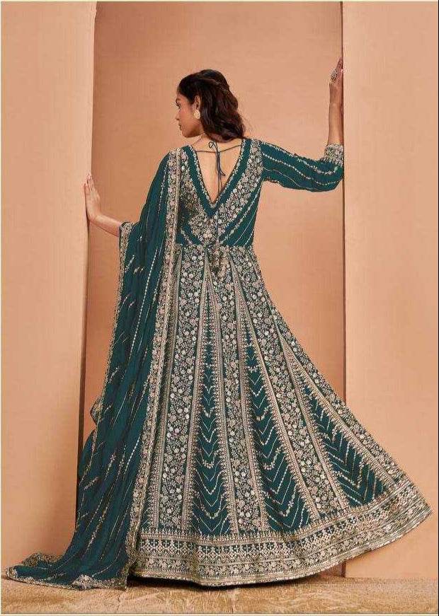 Elegant Faux Georgette Wedding Gown for Timeless Style - MYLUXURY LANE ENTERPRISE