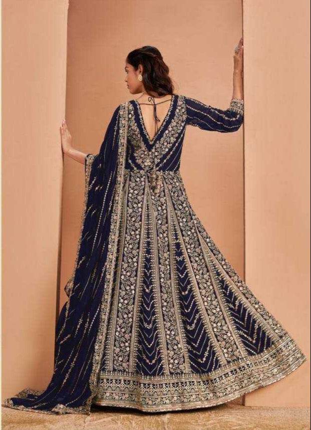 Elegant Faux Georgette Wedding Gown for Timeless Style - MYLUXURY LANE ENTERPRISE