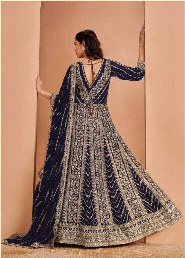 Elegant Faux Georgette Wedding Gown for Timeless Style - MYLUXURY LANE ENTERPRISE