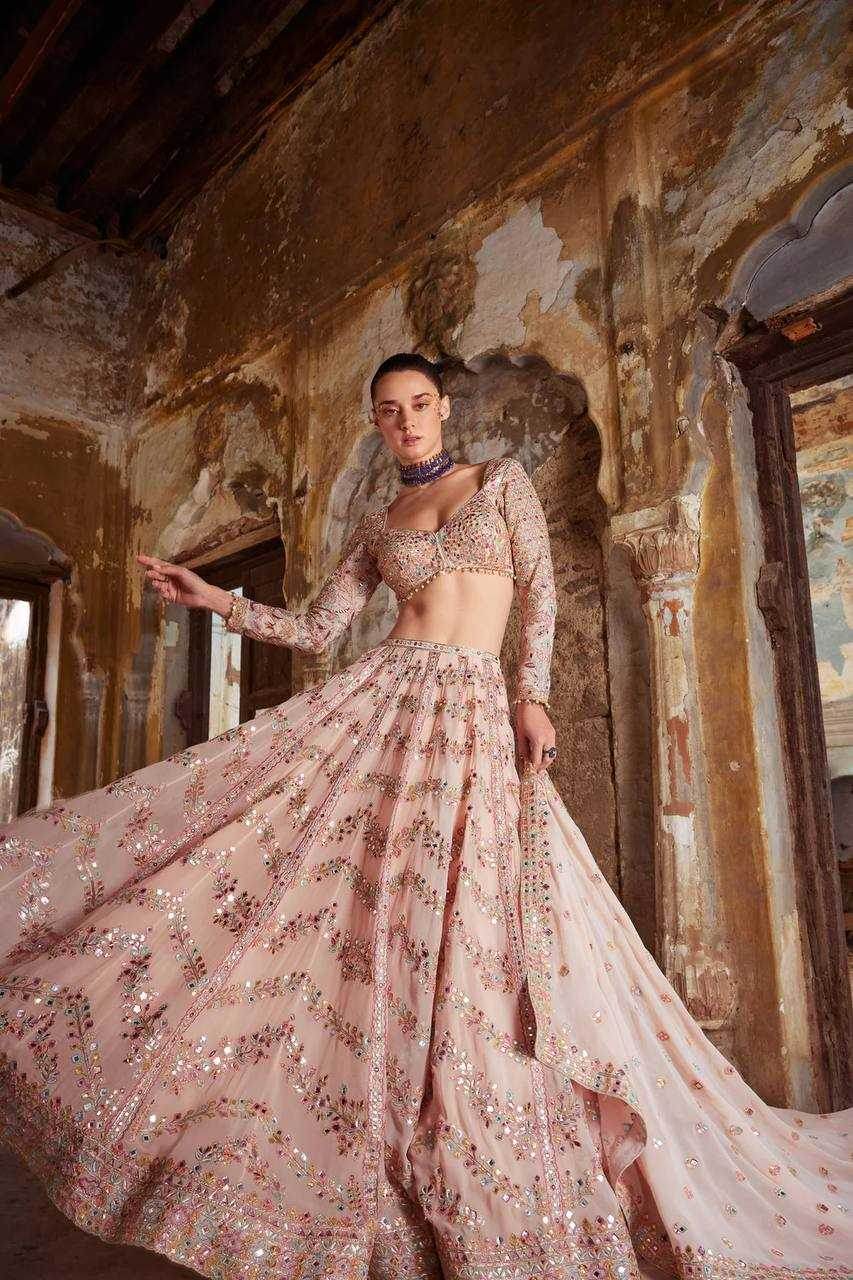 Elegant Faux Georgette Zari Work Lehenga for Women - MYLUXURY LANE ENTERPRISE