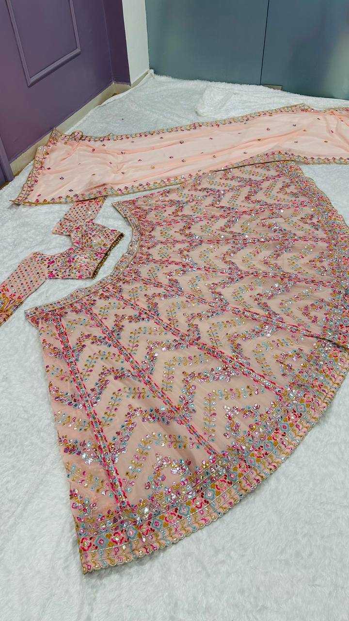 Elegant Faux Georgette Zari Work Lehenga for Women