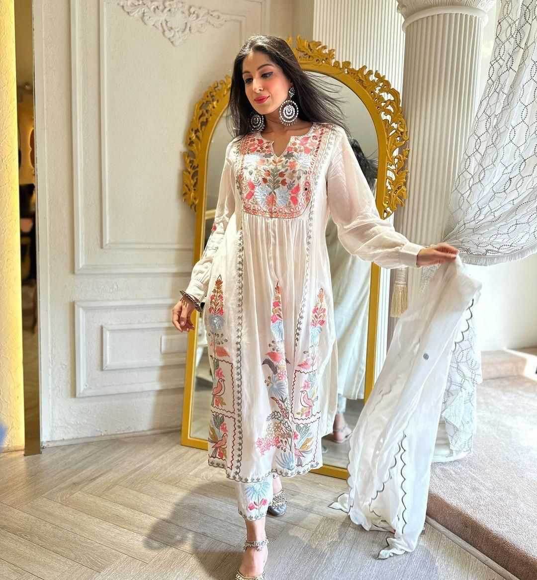 Faux Georgette Embroidery Palazzo Suit - MYLUXURY LANE ENTERPRISE