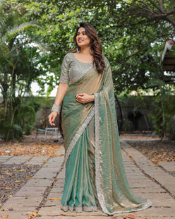FENDY Party Wear Chiffon Lace Border Sarees - MYLUXURY LANE ENTERPRISE