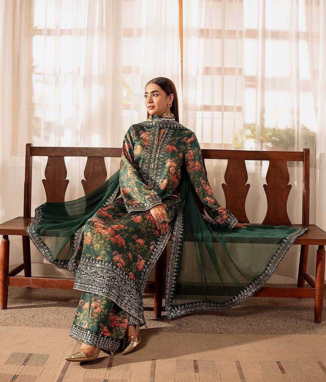 SILK PRINTED PARTY WEAR SUIT - MYLUXURY LANE ENTERPRISE