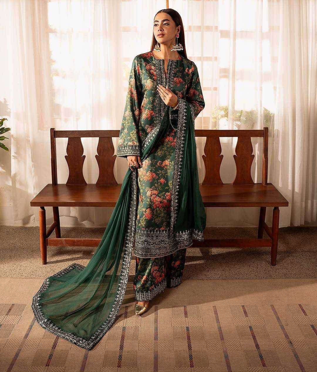 SILK PRINTED PARTY WEAR SUIT - MYLUXURY LANE ENTERPRISE